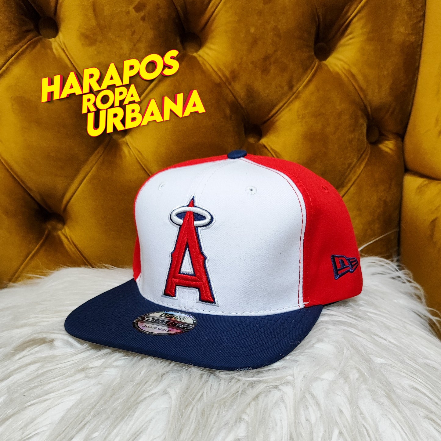 Gorra los angeles plana blanco, rojo y azul