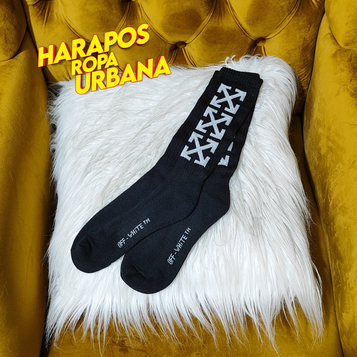 Medias off white negra
