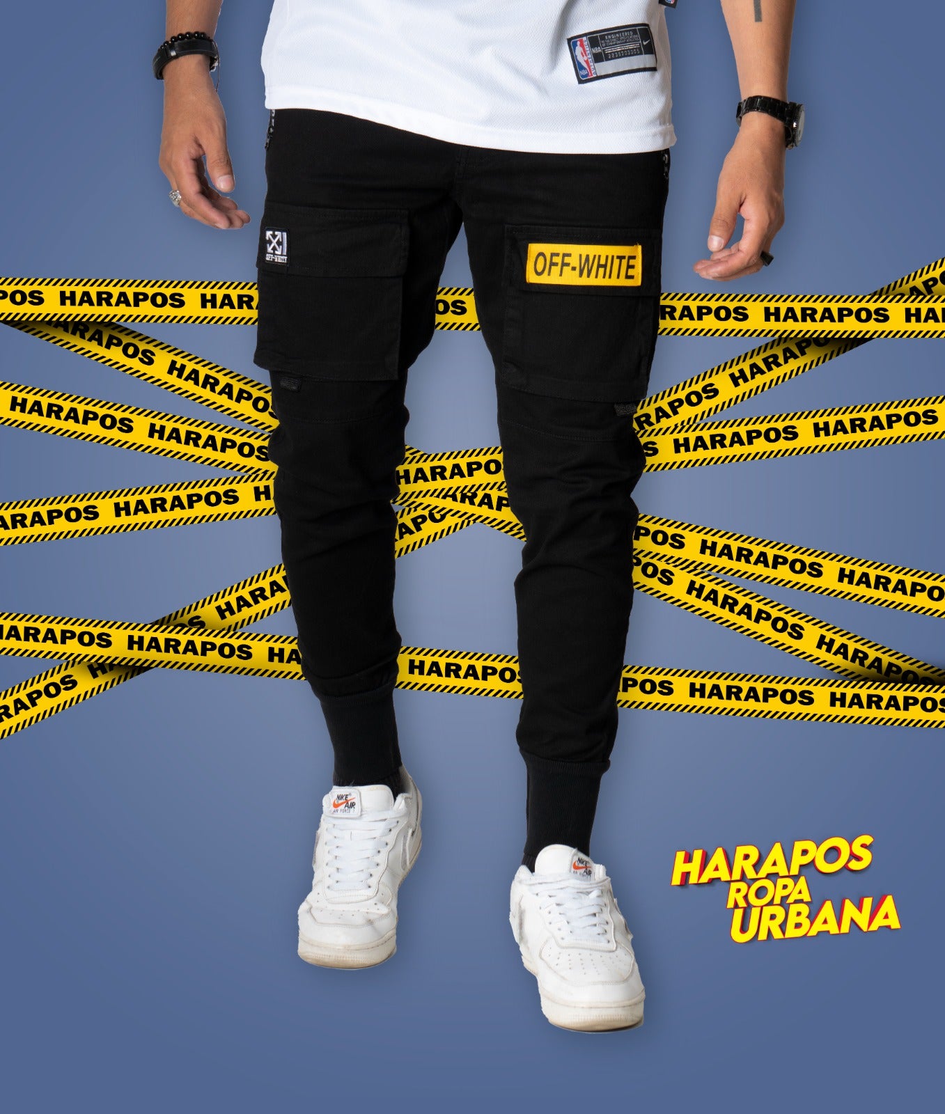 Jogger Off White negro-amarillo