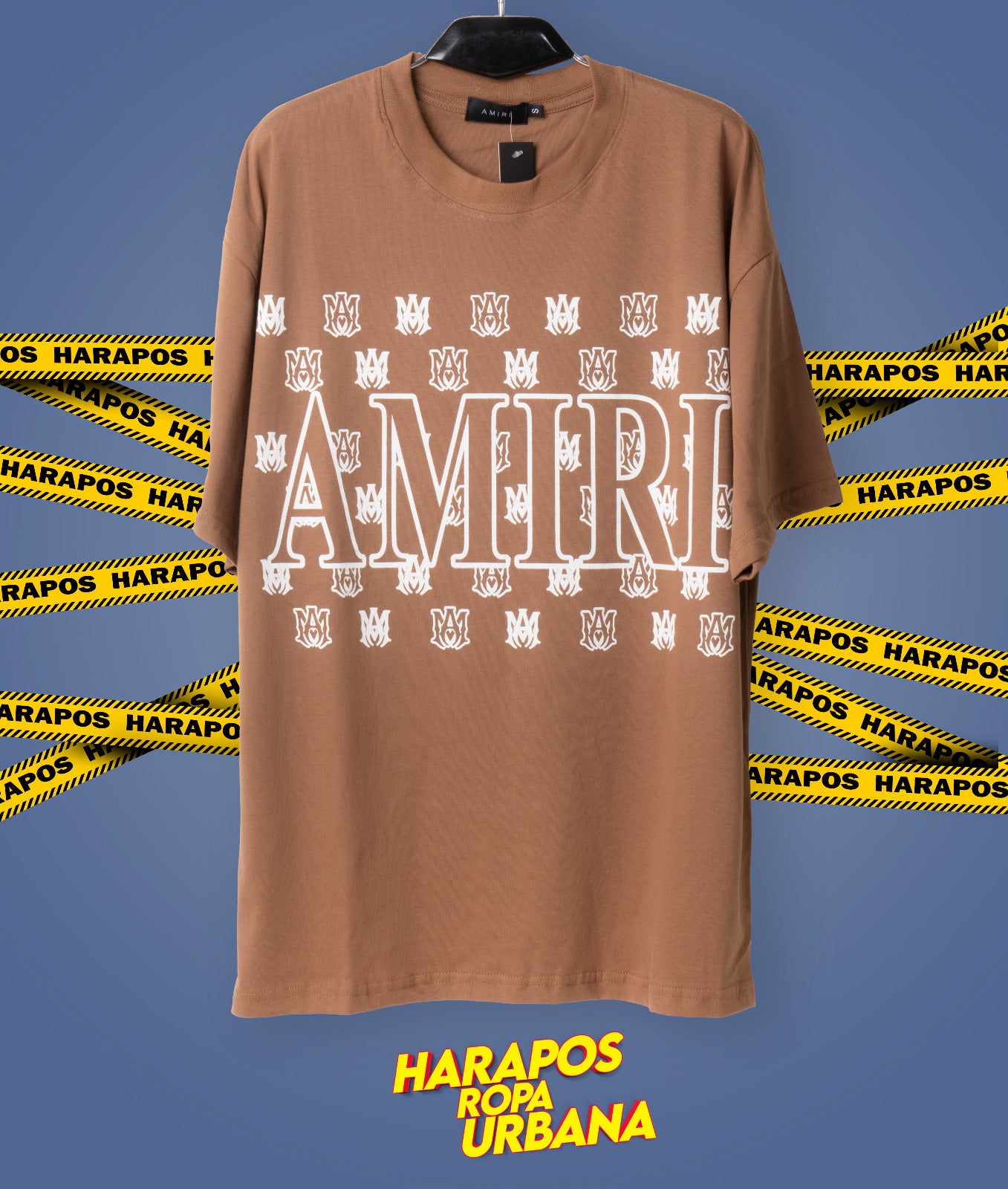 Polera amiri oversize cafe detalles varios pequeños