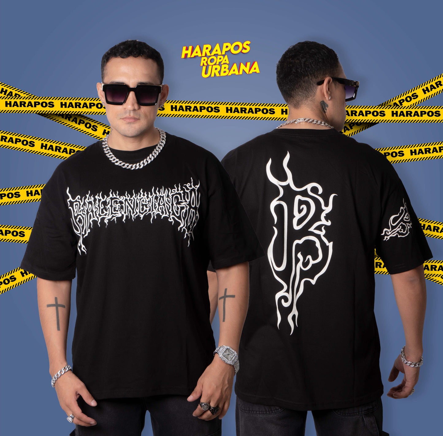 Polera balenciaga oversize negra estilo peso pluma