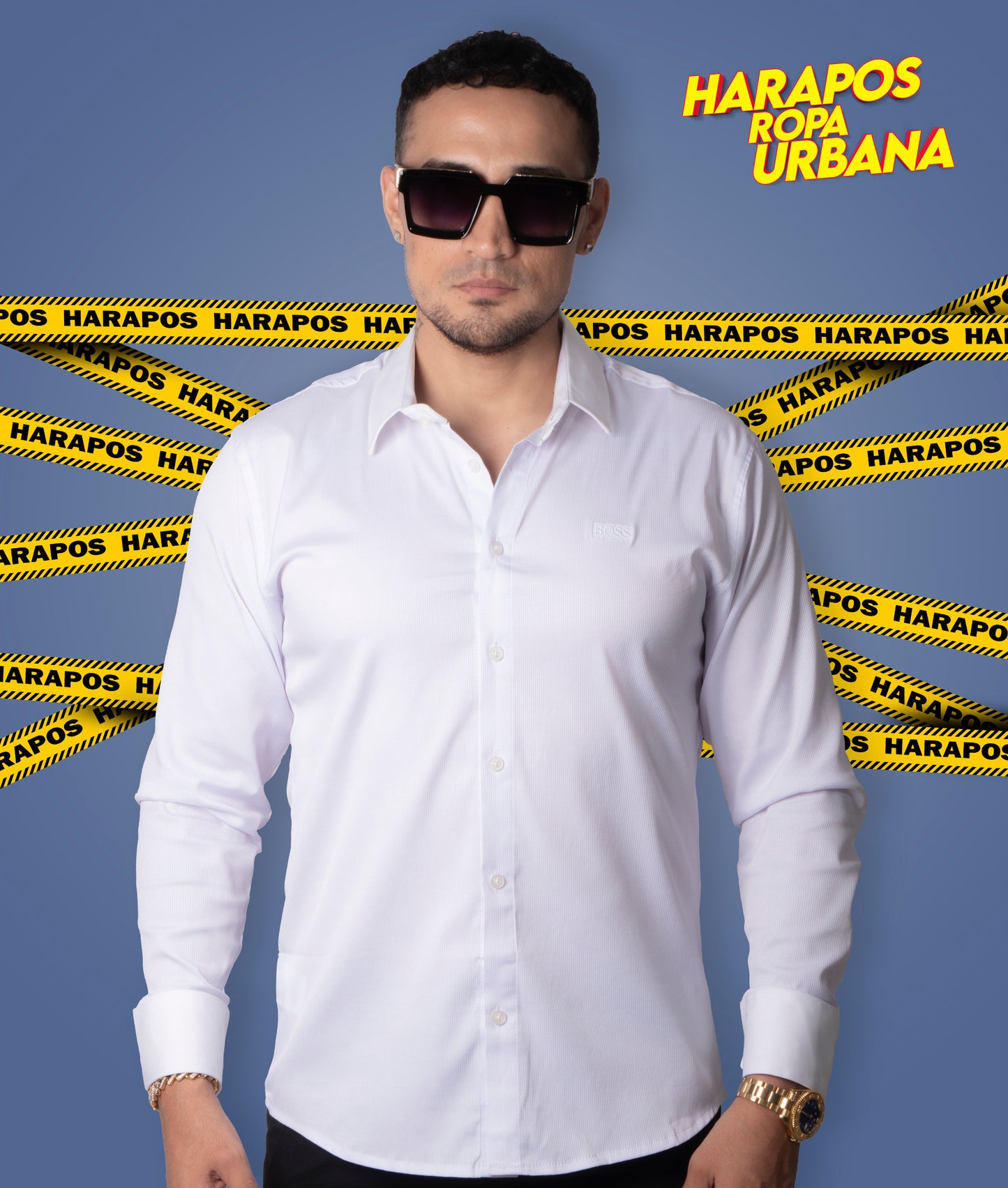 Camisa hugo boss manga larga blanca