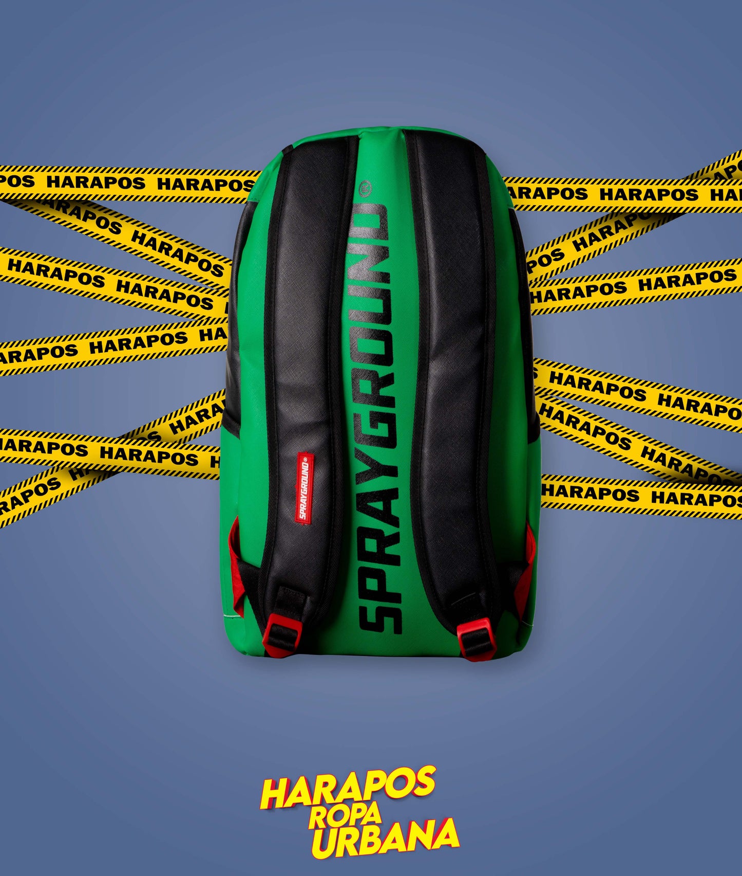 Mochila Sprayground cuero liso verde con negro