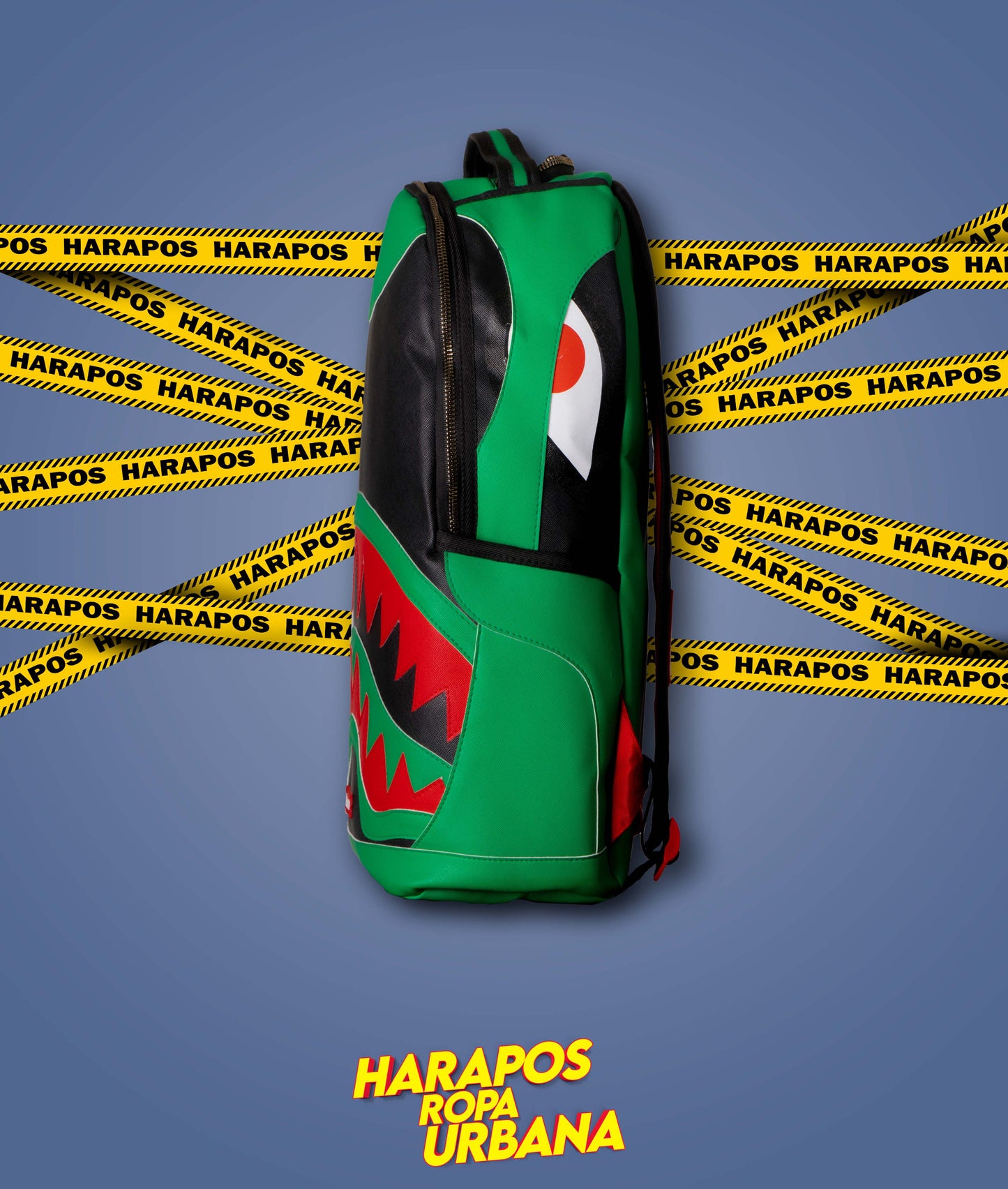 Mochila Sprayground cuero liso verde con negro