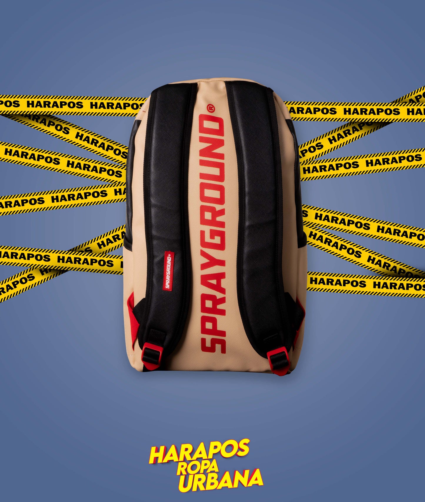 Mochila Sprayground cuero liso cafe con negro