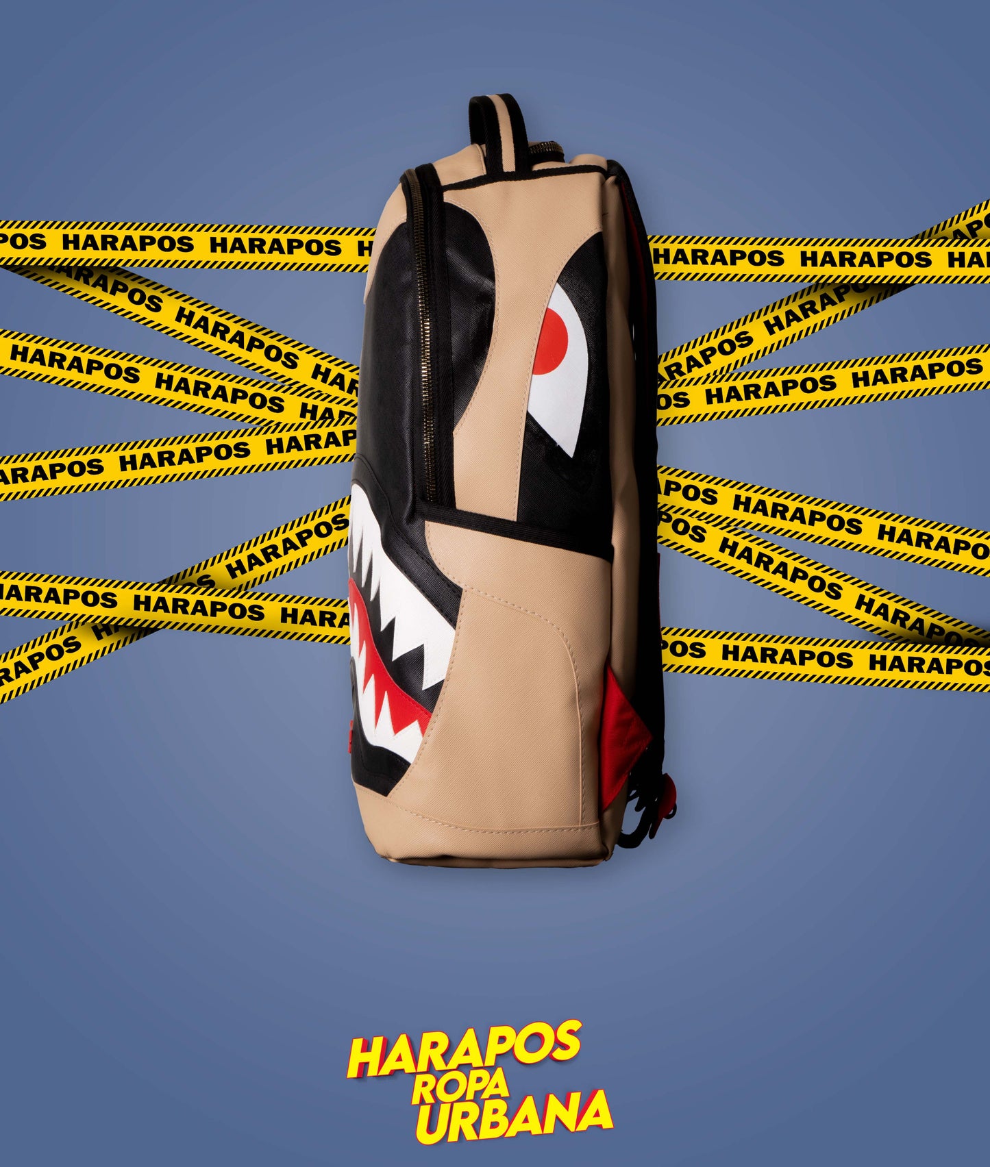 Mochila Sprayground cuero liso cafe con negro