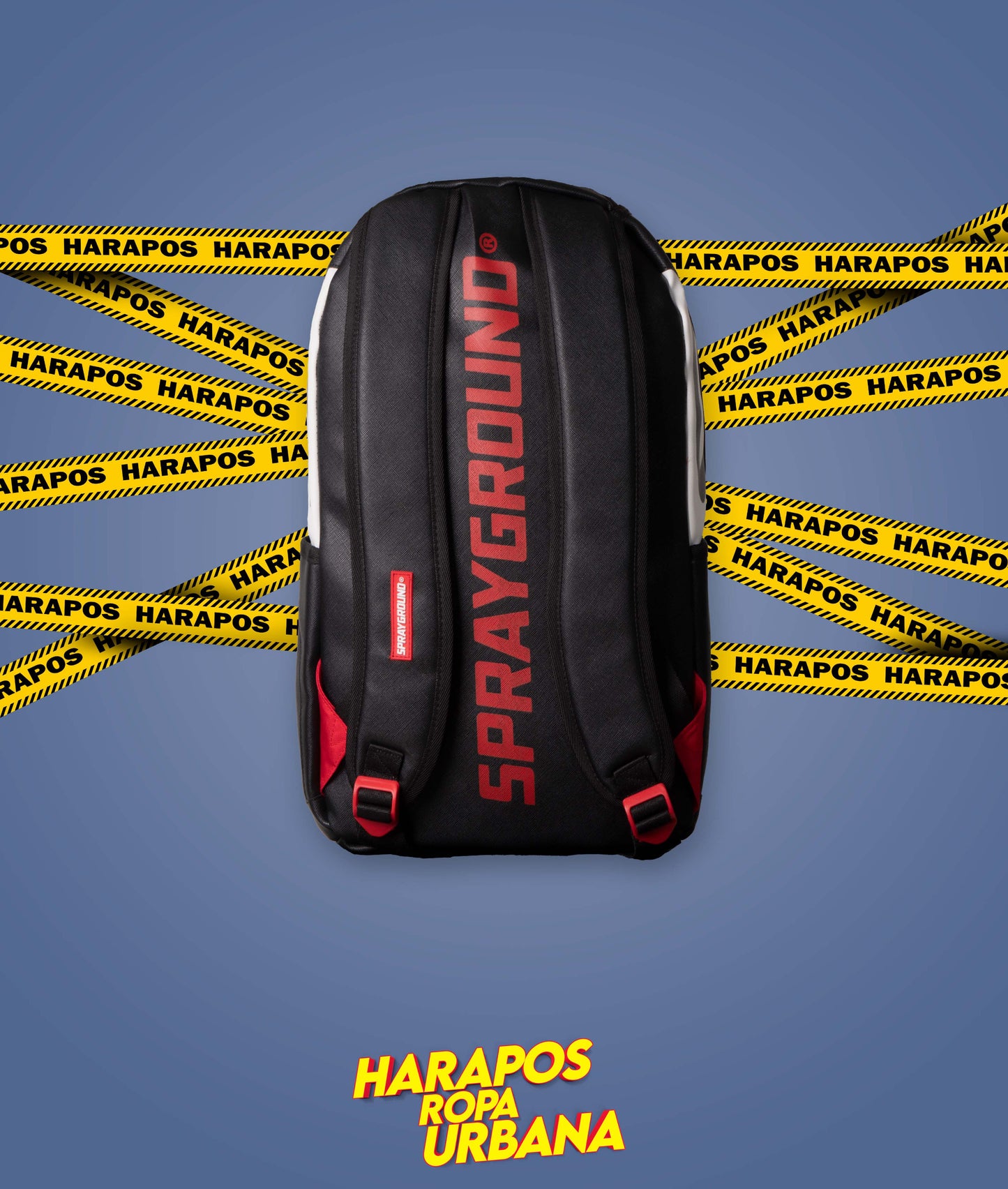 Mochila Sprayground cuero liso negro con blanco