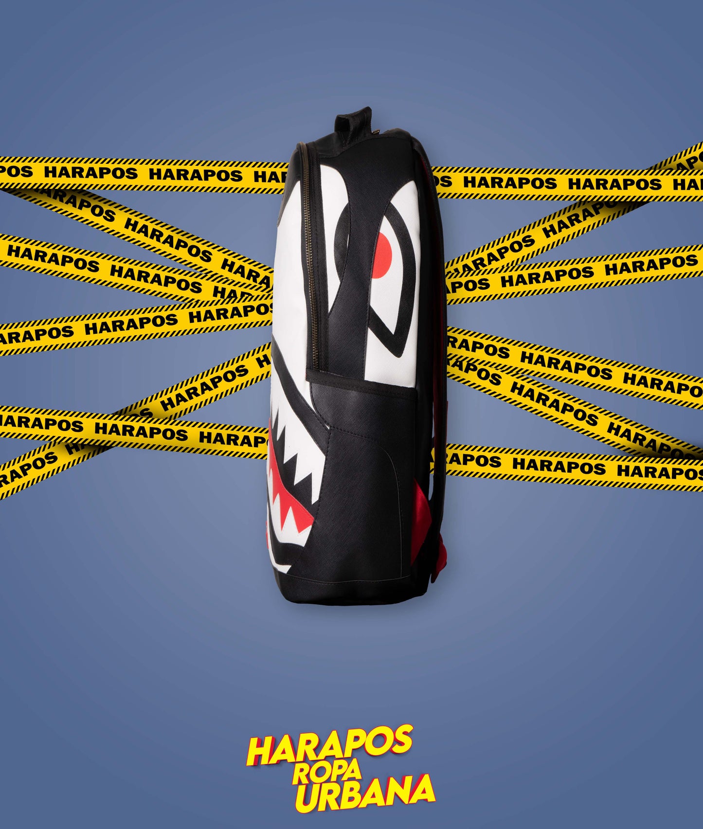 Mochila Sprayground cuero liso negro con blanco