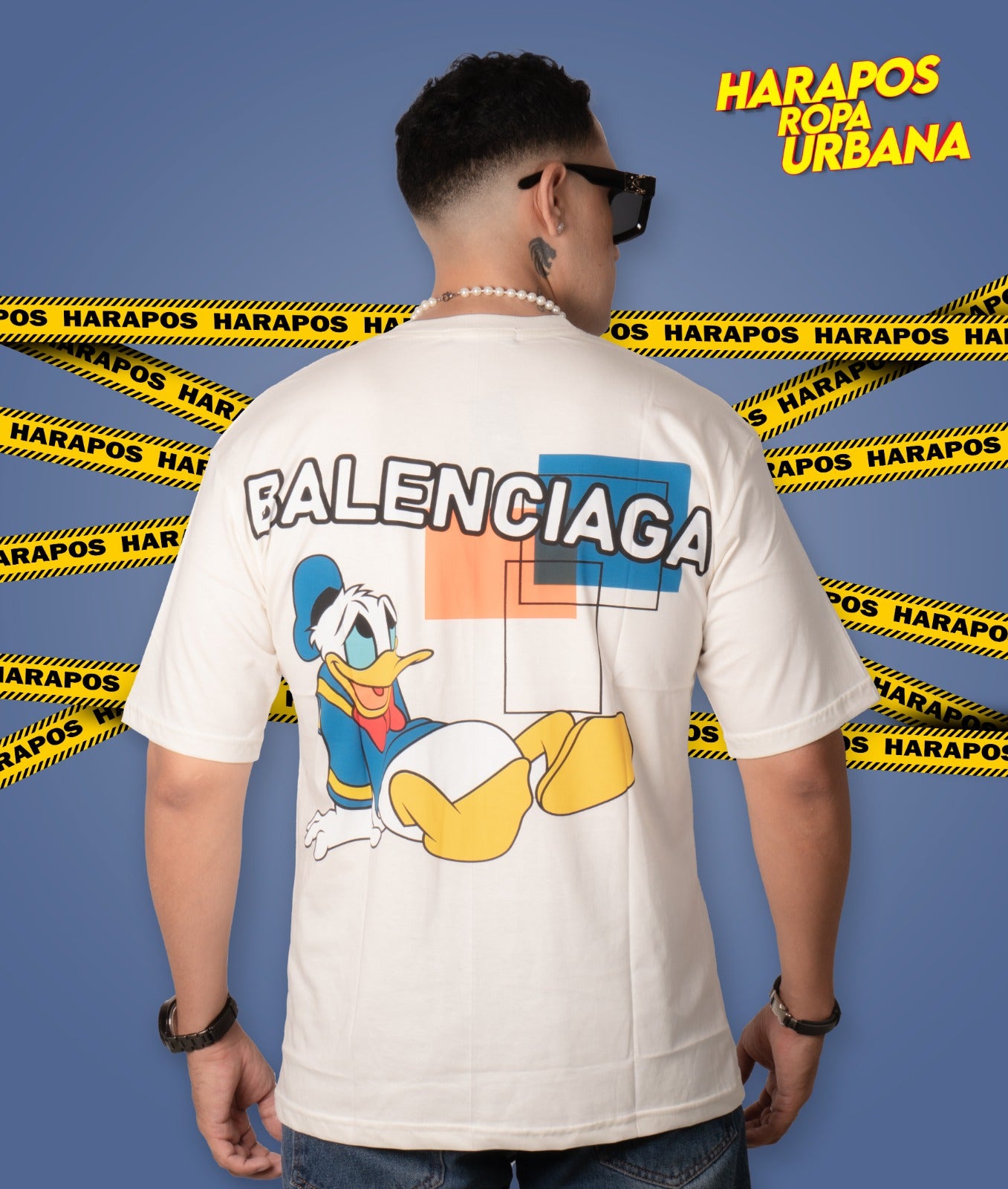 Polera balenciaga oversize blanca detalles cuadrados