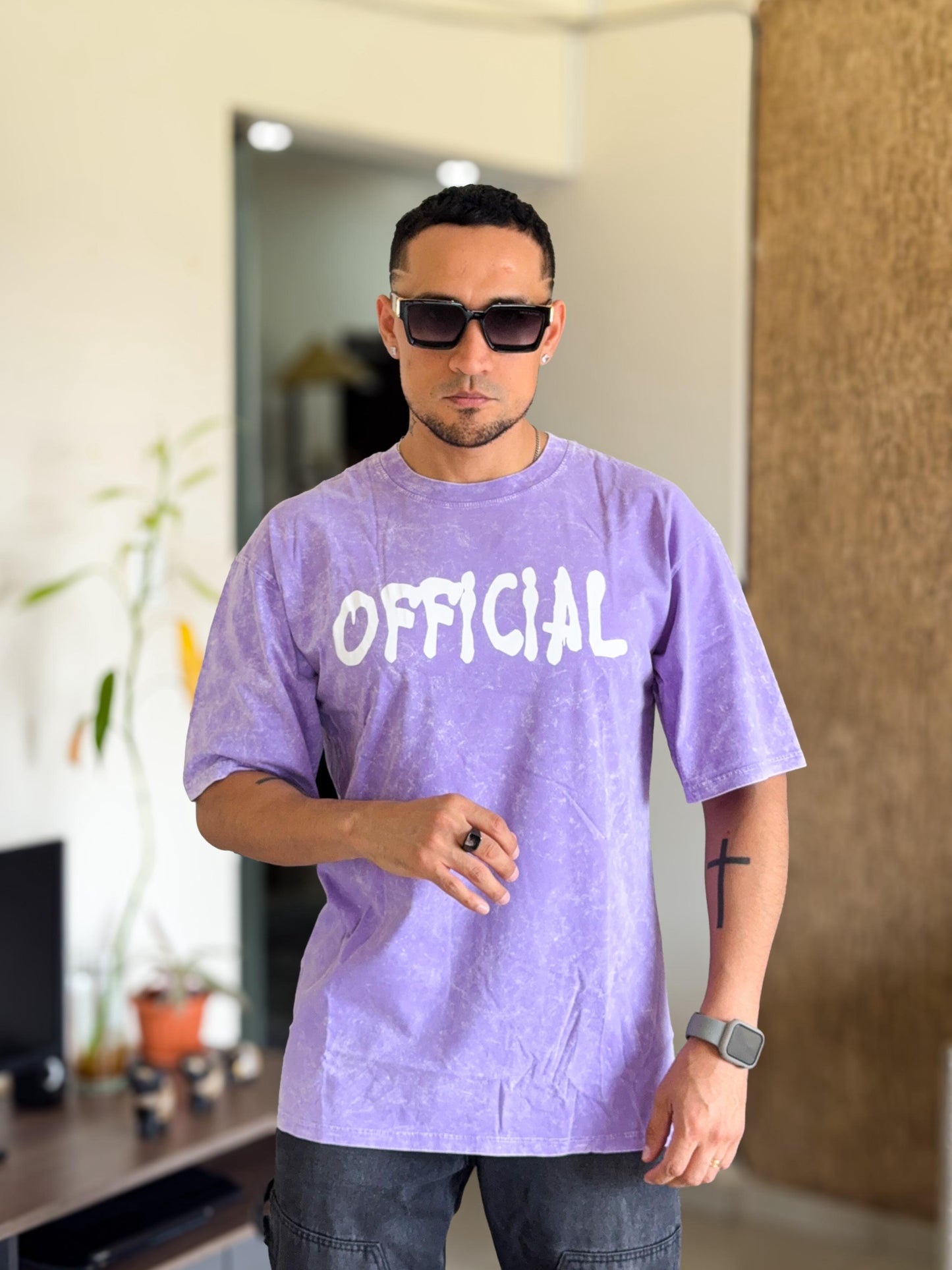 Polera Rose London oversize oficial morada prelavada