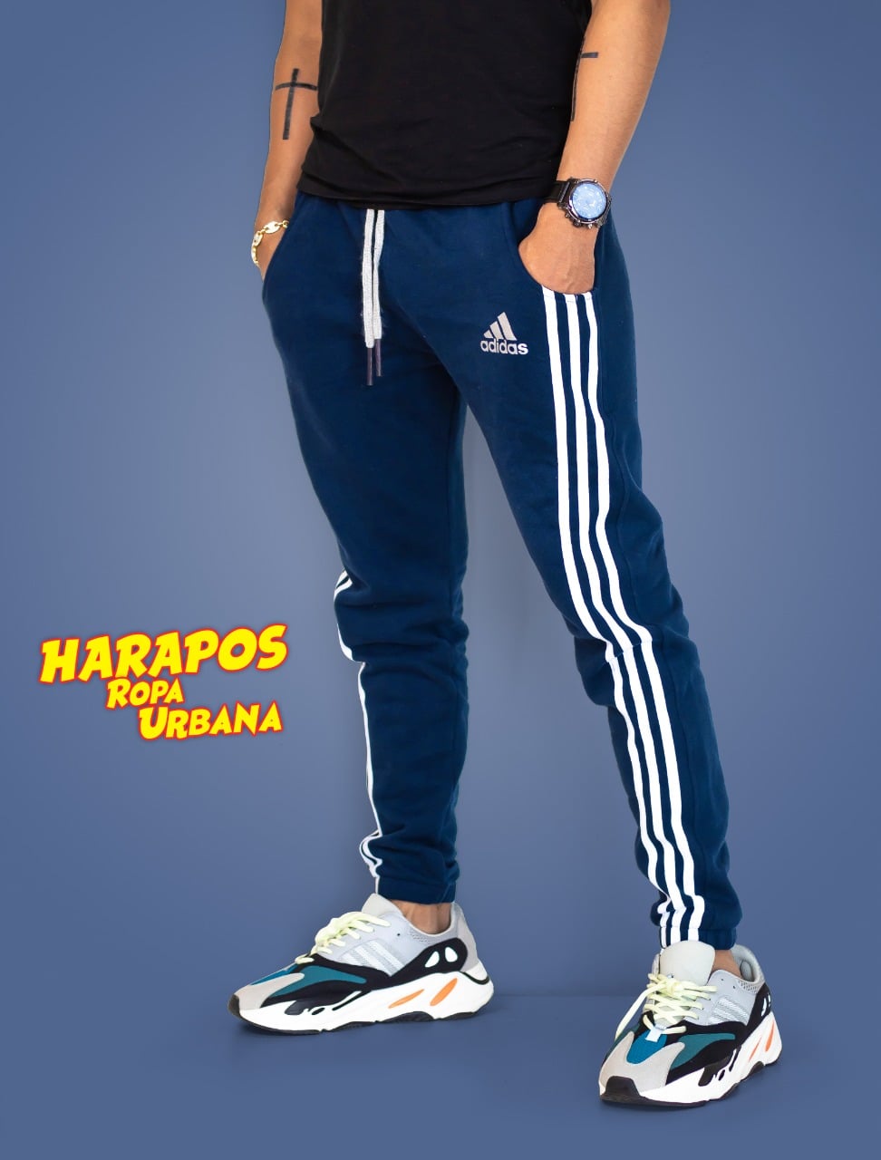 Buso adidas azul con lineas al costado