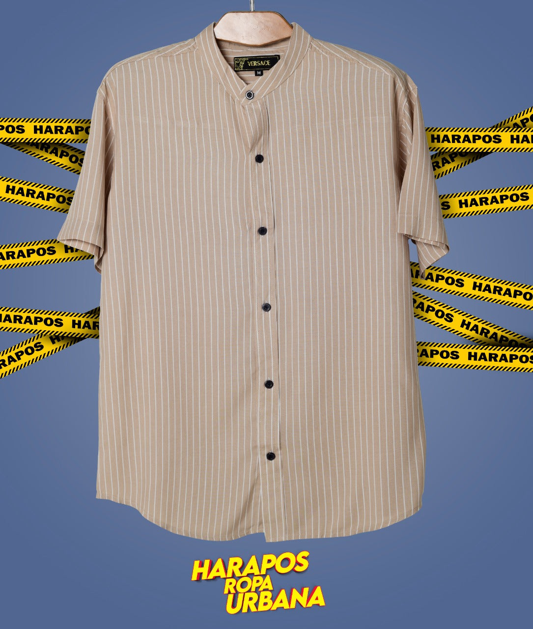 Camisa versace crema a rayas