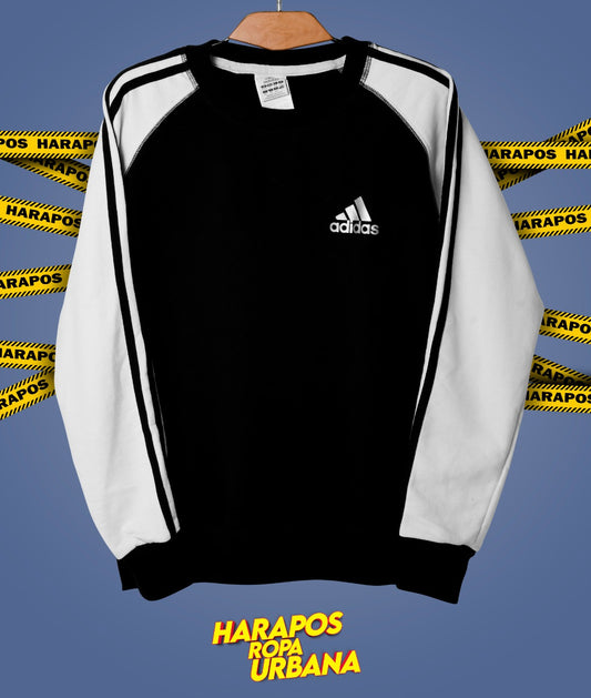 Sudadera Adidas negra mangas blancas