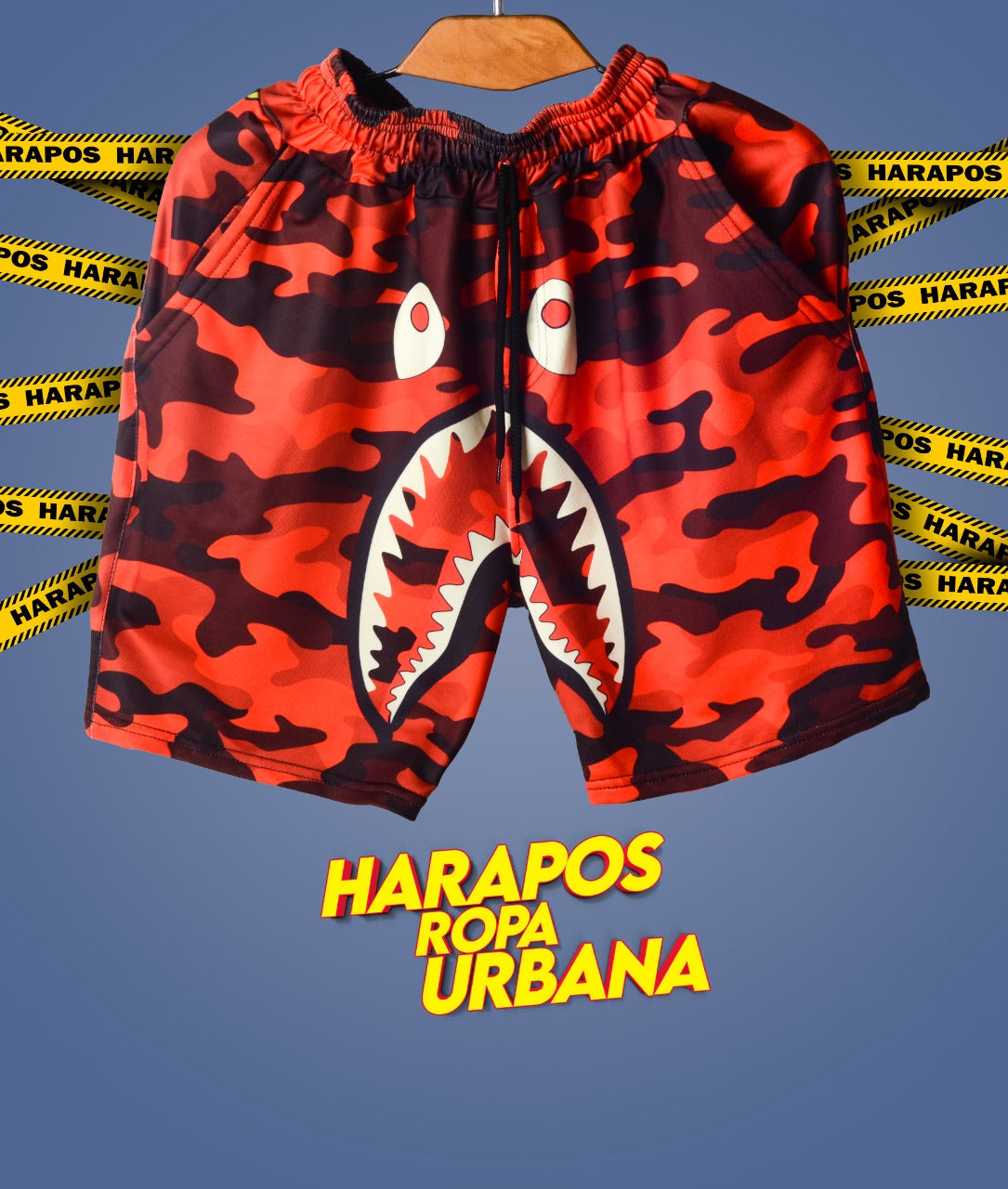 Short Bape sublimado naranja camuflado