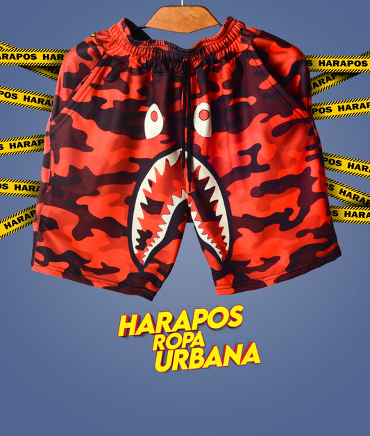 Short Bape sublimado naranja camuflado