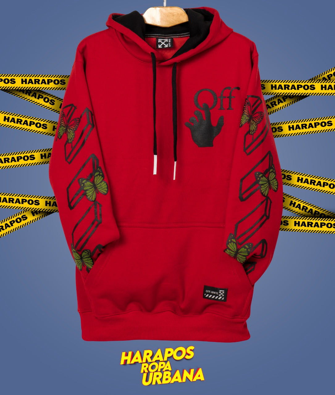 Canguro Off White roja con mariposas