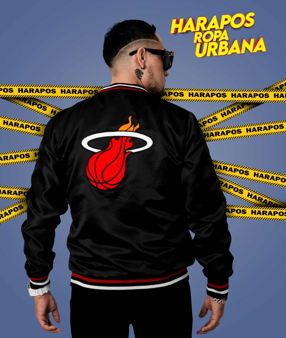 Chamarra Bomber miami heat negro