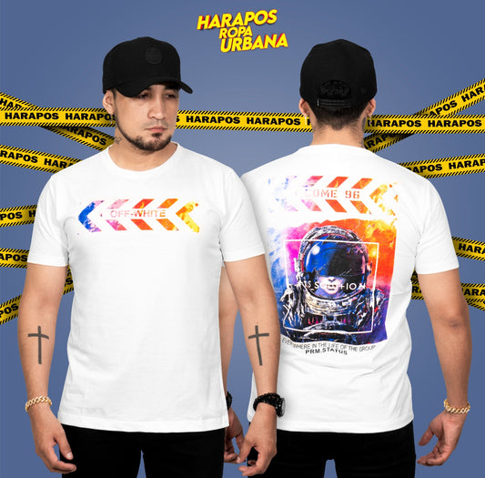 Polera off white blanca astronauta detras