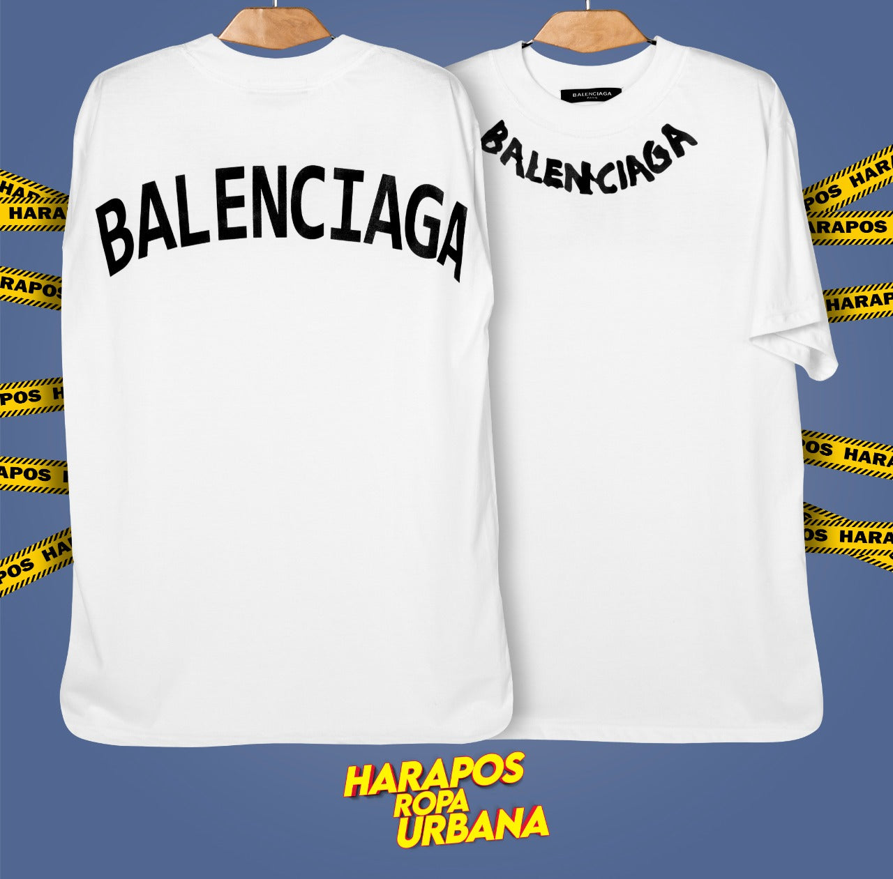Polera balenciaga oversize blanca con letras negras