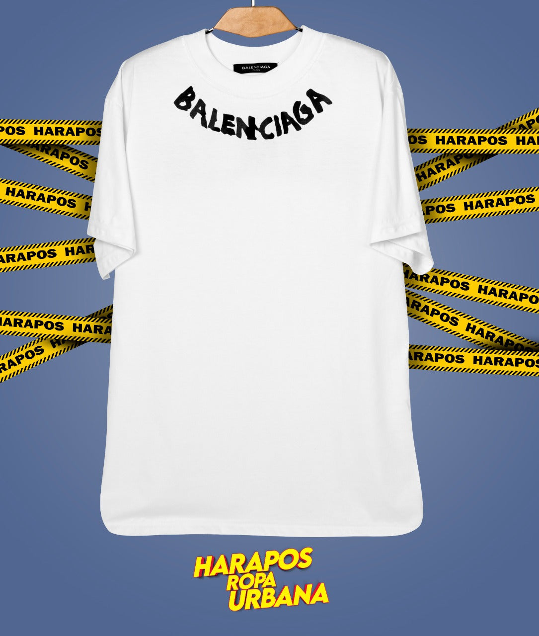 Polera balenciaga oversize blanca con letras negras