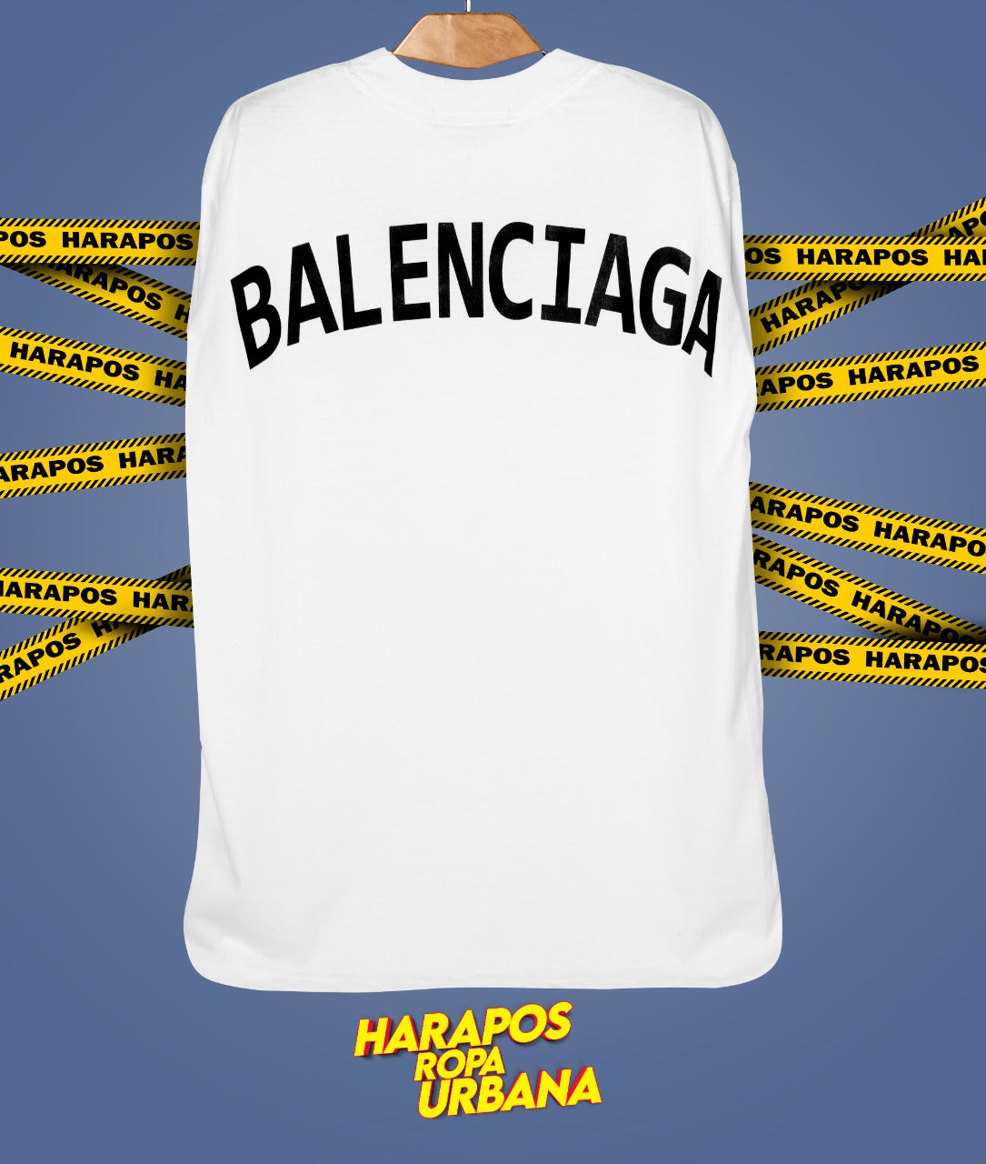 Polera balenciaga oversize blanca con letras negras