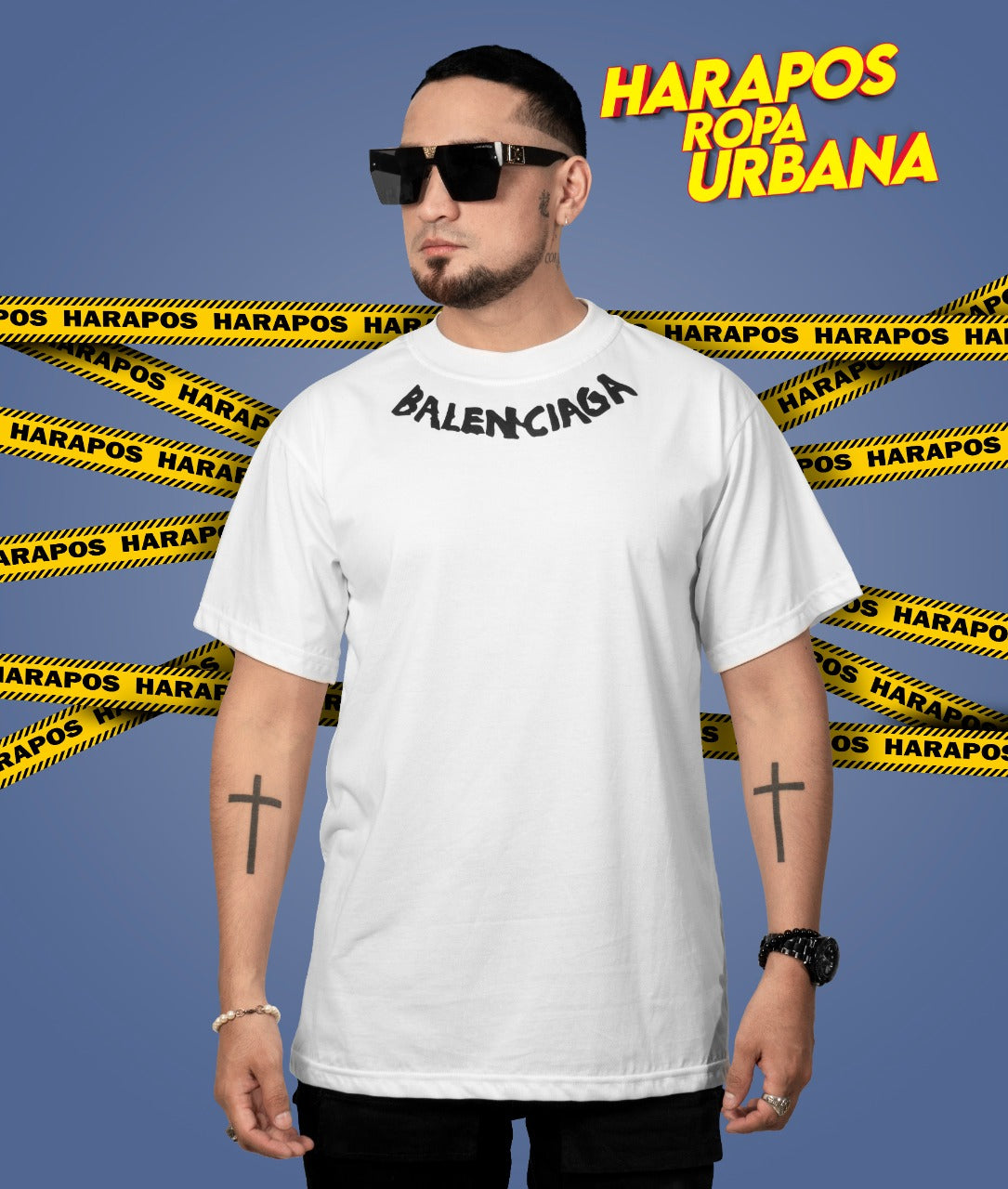 Polera balenciaga oversize blanca con letras negras