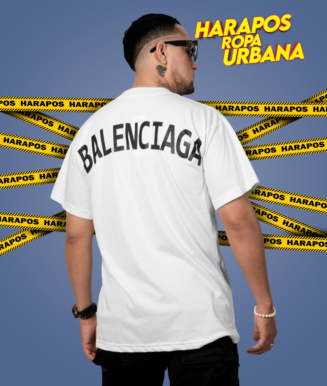 Polera balenciaga oversize blanca con letras negras