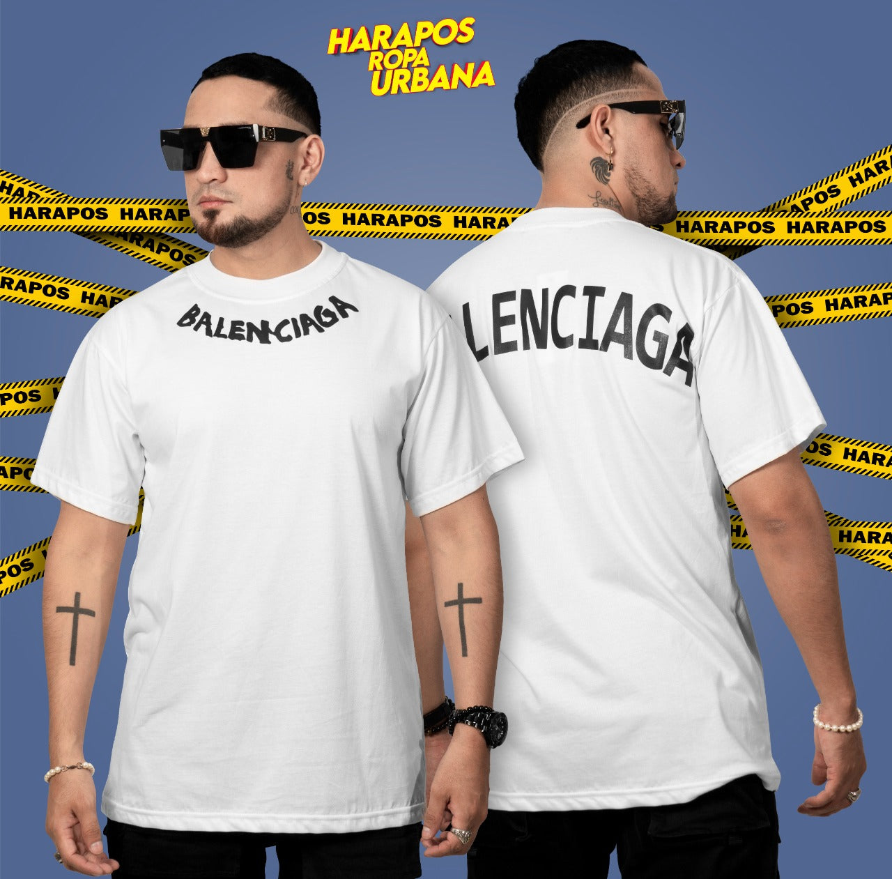 Polera balenciaga oversize blanca con letras negras