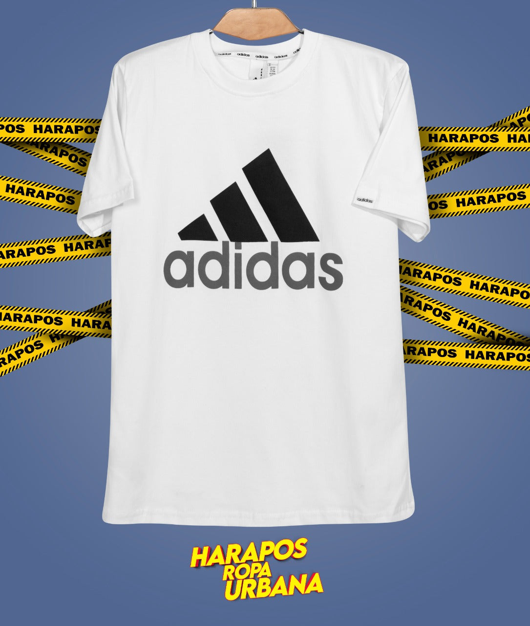 Polera adidas trilinea letras blanca