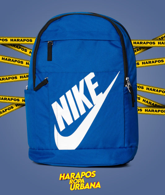 Mochila nike bolsillo arriba azul electrico letras blancas