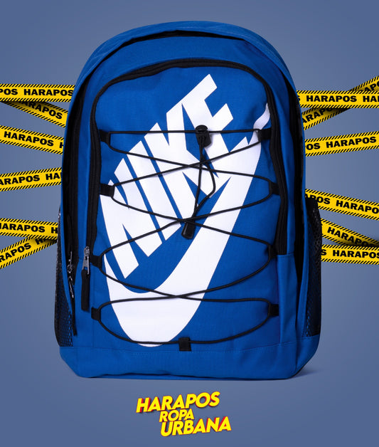 Mochila nike con elastico cruzado azul electrico con letras blancas