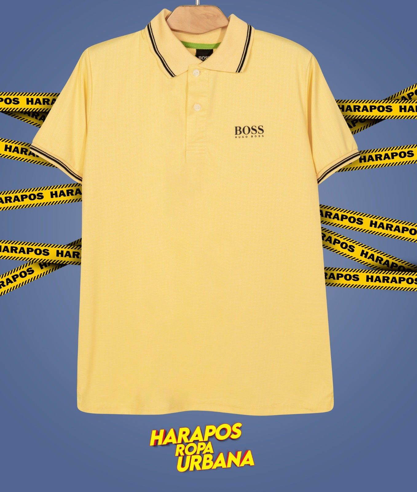 Polera Hugo boss con cuello amarillo