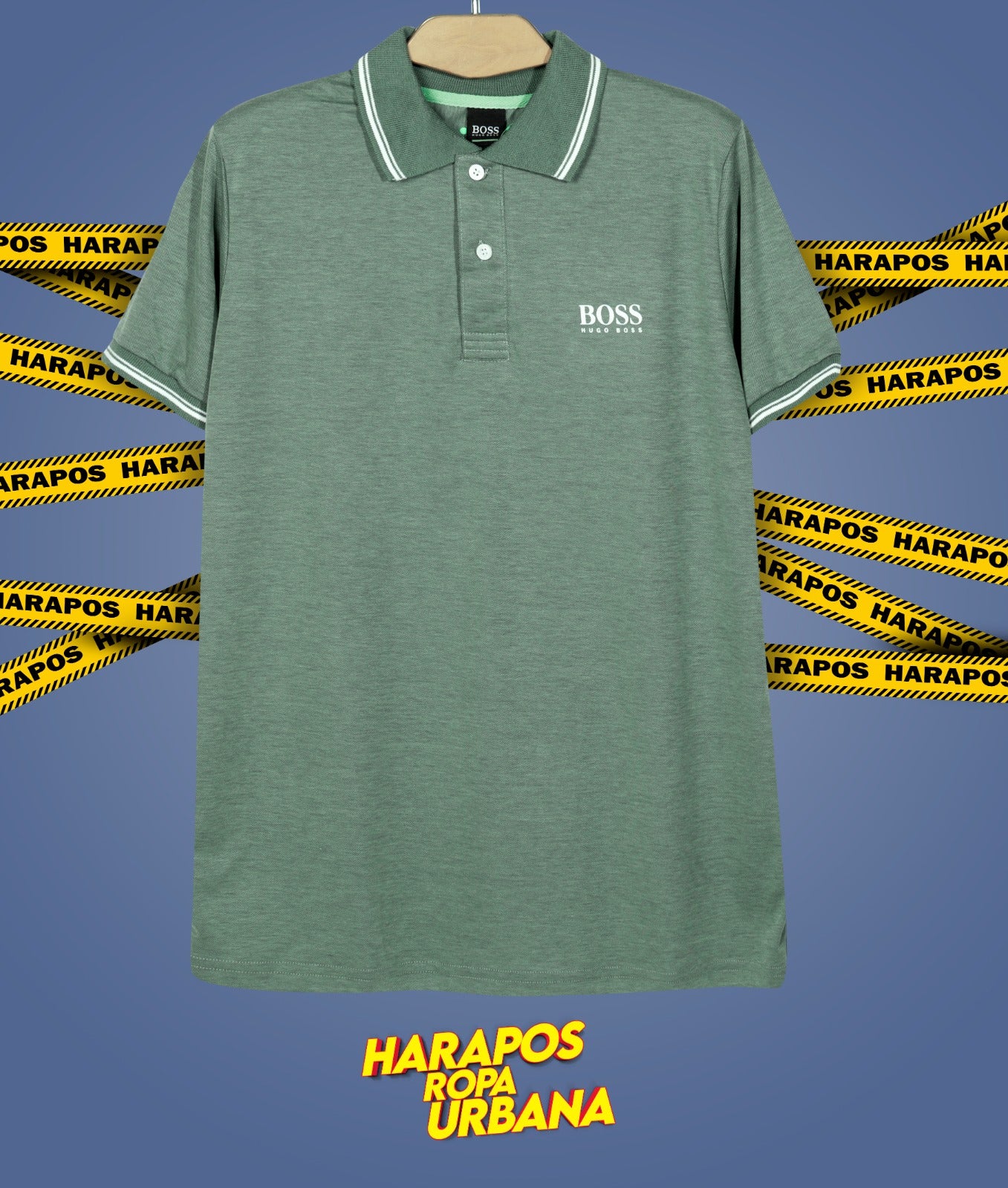 Polera Hugo boss con cuello verde
