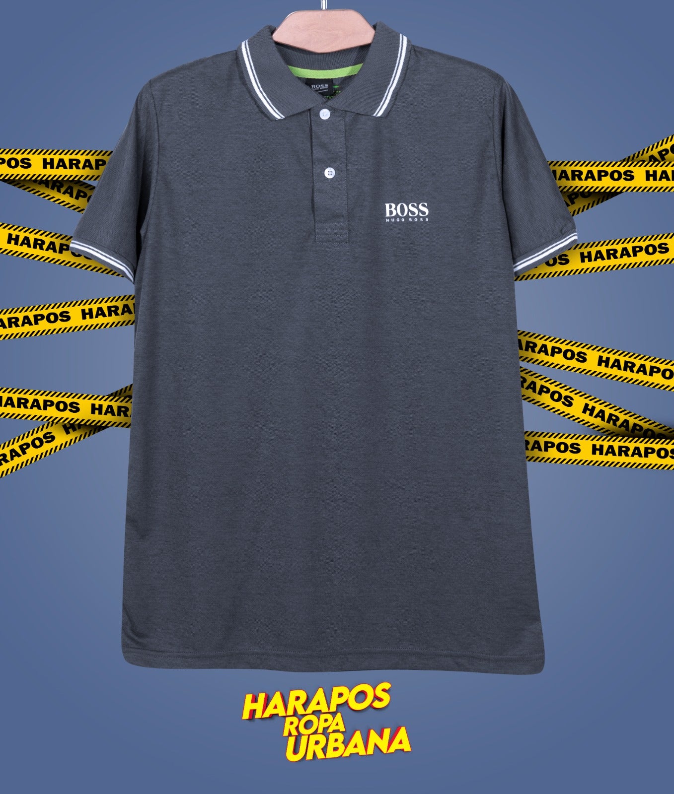 Polera Hugo Boss con cuello plomo