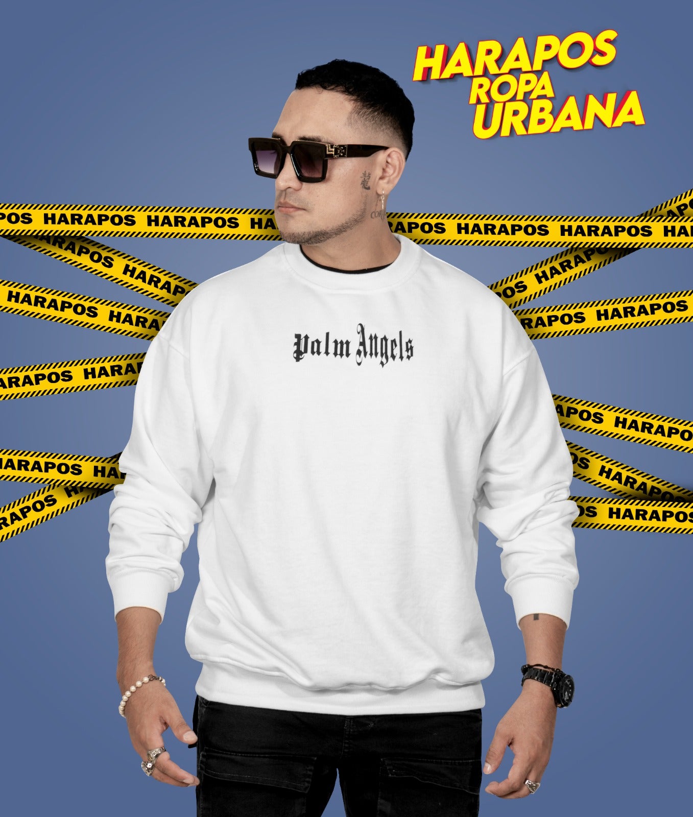 Sudadera Palm Angels blanca diseño atras