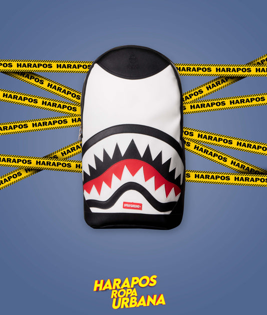 Mochila Sprayground cuero liso negro con blanco