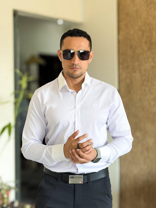 Camisa hugo boss manga larga blanca