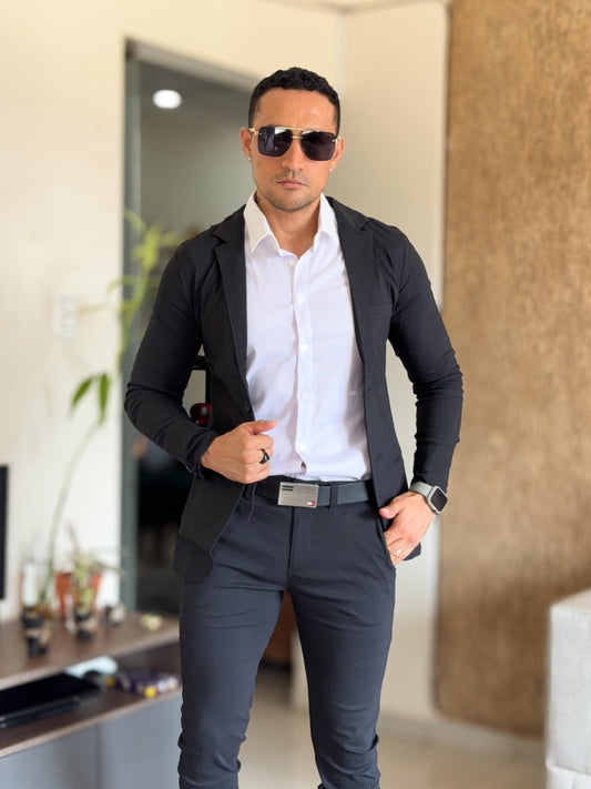Smoking blazer y pantalon negro entero
