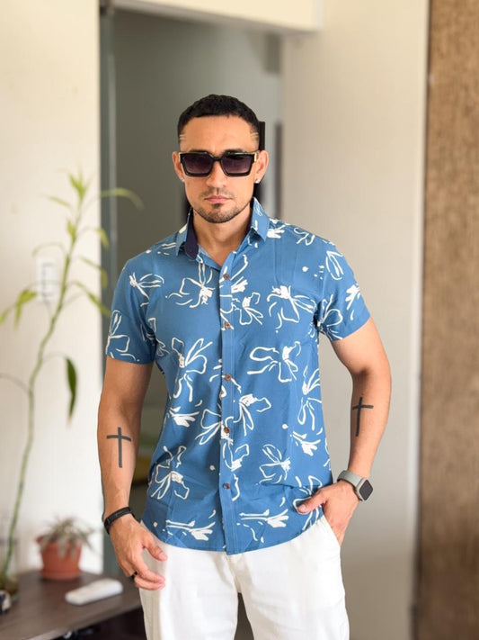 Camisa C-TU jaspeada azul