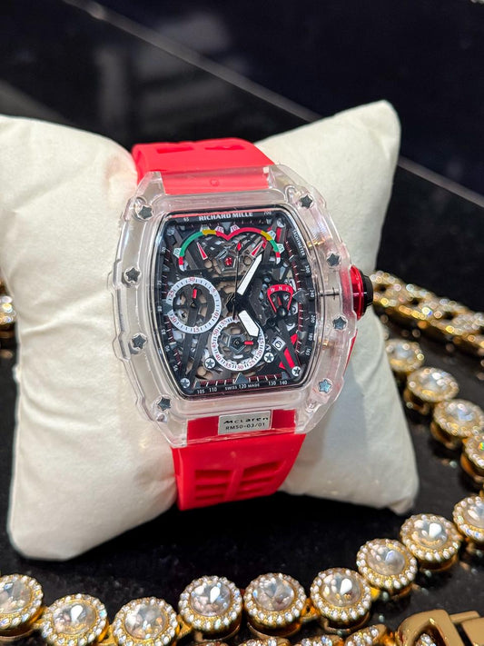 Reloj Richard Mille manilla rojo/transparente