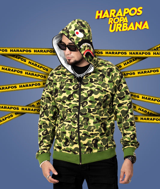 Canguro bape camuflado verde