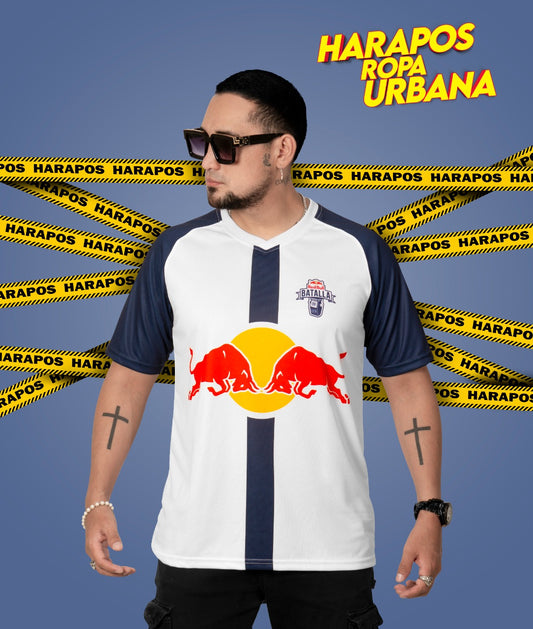 Polera red bull batalla blanca