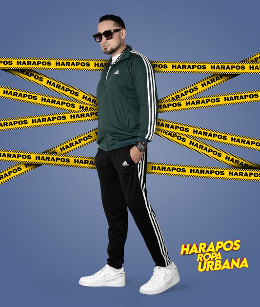Deportivo adidas combinado verde/negro trilineas